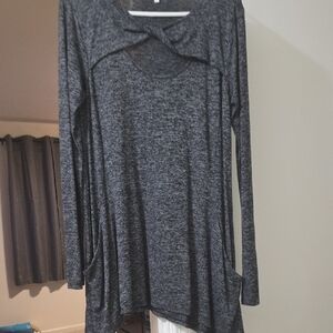 Maurices Heather Gray Long Sleeve Tunic w Pockets